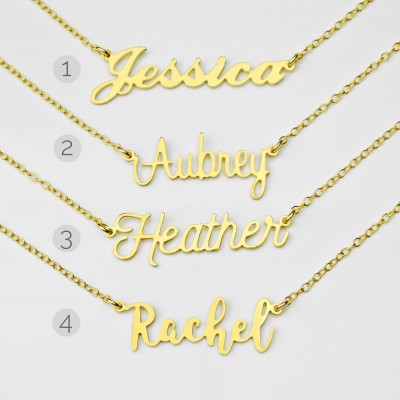 Claire Nameplate Necklace Gold, Classic Name Necklace, Personalized silver name plate Necklace, Personalized gift, Custom Name Charm