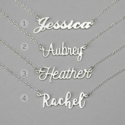 Claire Nameplate Necklace Gold, Classic Name Necklace, Personalized silver name plate Necklace, Personalized gift, Custom Name Charm