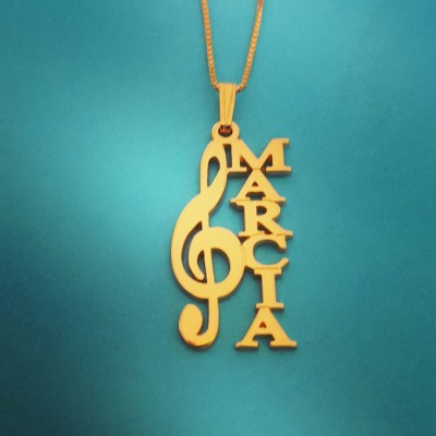 Clef Necklace Gold Plated Clef Nameplate Musical Necklace Musician Gift Music Lovers Gift Nameplate Necklace Gold Gift For Musician Note