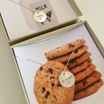 Cookies and Milk Necklace | Best Friend Necklace Set | Silver Bestie Necklace | Best Friend Jewelry | BFF Quote | Friendship Necklace
