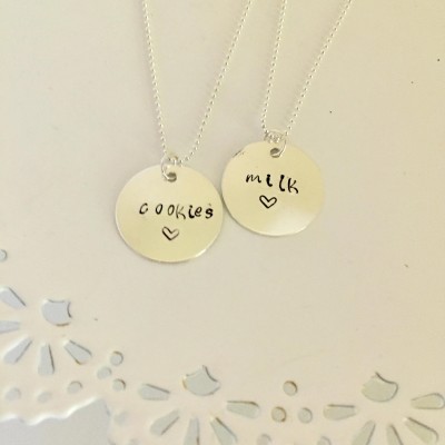 Cookies and Milk Necklace | Best Friend Necklace Set | Silver Bestie Necklace | Best Friend Jewelry | BFF Quote | Friendship Necklace
