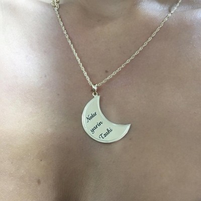 Crescent Moon Necklace, Name Necklace for Mom, Personalized Necklace, Luna necklace, Moon Necklace, gift for mother, mommey necklace
