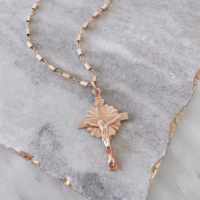 Cross necklace, Dainty gold necklace, 14k GF necklace, Religious necklace,  Gold jewelry, crucifix necklace