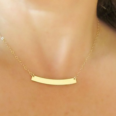 Curved Bar Necklace, Gold Curved Bar Necklace, Friendship Necklace, Gift for Her