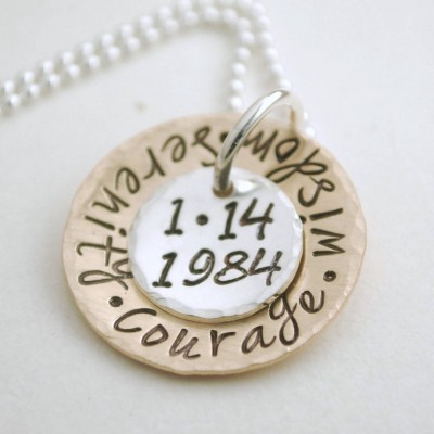 Custom Anniversary Date Necklace Hand Stamped and Personalized Sobriety Date Jewelry