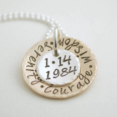 Custom Anniversary Date Necklace Hand Stamped and Personalized Sobriety Date Jewelry