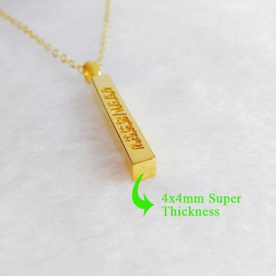 Custom Coordinate Necklace,Personalized Latitude Longitude Necklace,Engraved Name Bar Necklace,Rose Gold Long Bar Necklace,Best Gift