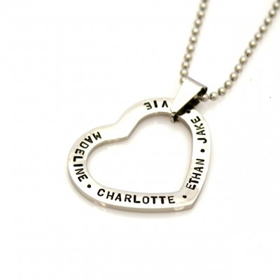 Custom Floating Heart Washer Personalised Hand Stamped Pendant & Chain - Stainless Steel Silver, Gold IP or Rose Gold IP