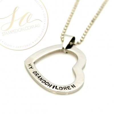 Custom Floating Heart Washer Personalised Hand Stamped Pendant & Chain - Stainless Steel Silver, Gold IP or Rose Gold IP