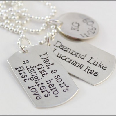 Custom Gifts for Dad | Men's Dog Tag Necklace, Sterling Silver Dad Necklace, Christmas Gifts for Men, Personalized Gifts for Him