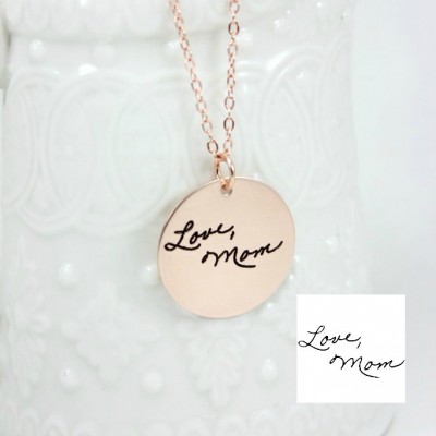 Custom Handwriting Necklace -  Handwriting Signature Necklace - Remembrance Memorial Necklace - Silver, Rose Gold, Yellow Gold