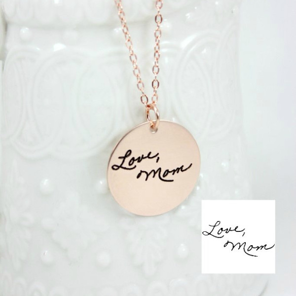 Custom Handwriting Necklace -  Handwriting Signature Necklace - Remembrance Memorial Necklace - Silver, Rose Gold, Yellow Gold