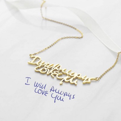 Custom Handwriting Necklace (Premium Large Pendant) • Memorial Necklace in Silver • Actual Handwritten Jewelry • Personalized Gift - CHN12