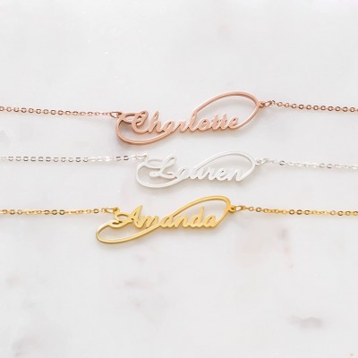 Custom Infinity Name Necklace • Children Name Jewelry • Infinity Sisters Jewelry • Gift for Her • Bridesmaid Gift • New Mom Gift NM15F60
