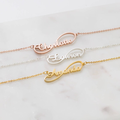 Custom Infinity Name Necklace • Children Name Jewelry • Infinity Sisters Jewelry • Gift for Her • Bridesmaid Gift • New Mom Gift NM15F60