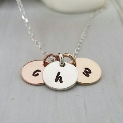 Custom Initial necklace, Tri Tone Initial Necklace, 3 initial necklace, rose gold, 14kt Gold Filled, sterling silver necklace, Tiny Initials