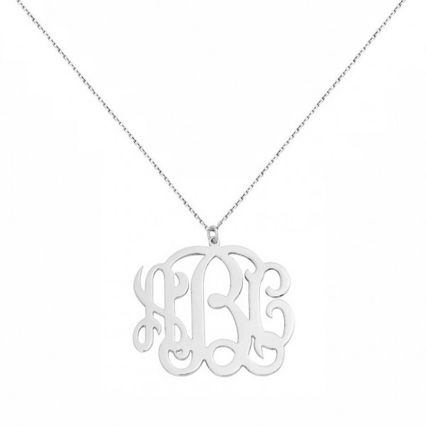 Custom Made 3 Initials Monogram Pendant Necklace in 925 Sterling Silver - Monogram Necklace - Nameplate Necklace