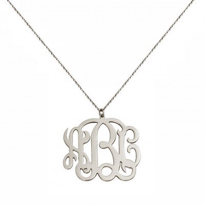 Custom Made 3 Initials Monogram Pendant Necklace in Oxidized 925 Sterling Silver - Monogram Necklace - Nameplate Necklace