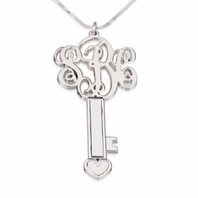 Custom Monogram Key Necklace  You are the Key to my Heart  3  Initial Key Monogram Necklace