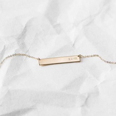 Custom Name Gift For Her • Personalized Bar Necklace • Handmade Gift • Women's Jewelry Gift • Gold Bar Necklace • Layered and Long LN155_32