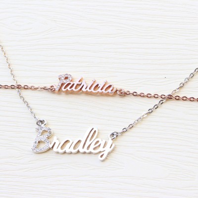 Custom Name Jewelry Set - Personalized Name Necklace - Personalized Jewelry - Rose Gold Name Necklace - Custom Name Plate Bracelet