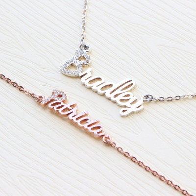 Custom Name Jewelry Set - Personalized Name Necklace - Personalized Jewelry - Rose Gold Name Necklace - Custom Name Plate Bracelet
