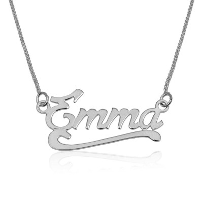 Custom Name Necklace, 925 Sterling Silver Pendant, English Wave3 Style Name Pendant Necklace, Bridesmaid Gifts, Personalize Jewelry Gift