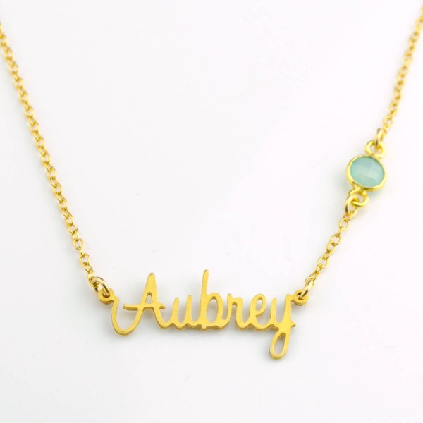 Custom Name Necklace, Birthstone Nameplate necklace, Carrie nameplate necklace gold, Gold name plate Necklace silver, Personalized gift