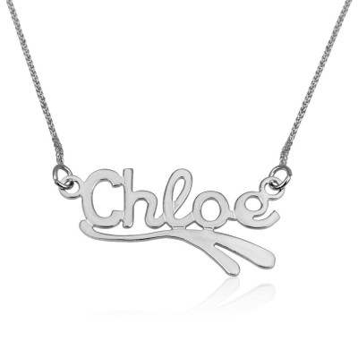 Custom Name Necklace, Gift for Her, 925 Sterling Silver Name Pendants, English Wave1 Style, Fine Bridesmaid Gift, Personalize Jewelry Gift