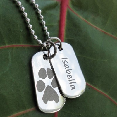 Custom Paw Print Necklace |Your Unique Paw Print |Cat Dog Pet Lover Gift | Silver Paw Print Personalized Jewelry| Dog Cat Paw Print and Name
