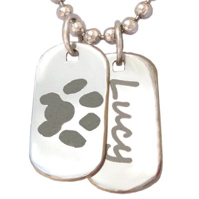 Custom Paw Print Necklace |Your Unique Paw Print |Cat Dog Pet Lover Gift | Silver Paw Print Personalized Jewelry| Dog Cat Paw Print and Name