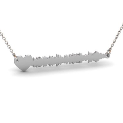 Custom Sound Wave Necklace with Heart, Personalized Silver Soundwave Necklace, Custom Heartbeat Necklace, I Do Necklace, Waveform Necklace