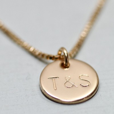 Custom gold necklace - dainty gold necklace - initial necklace - dainty gold jewelry - personalized gold disc necklace -  engraved necklace
