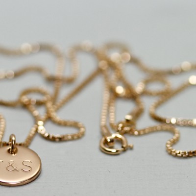 Custom gold necklace - dainty gold necklace - initial necklace - dainty gold jewelry - personalized gold disc necklace -  engraved necklace