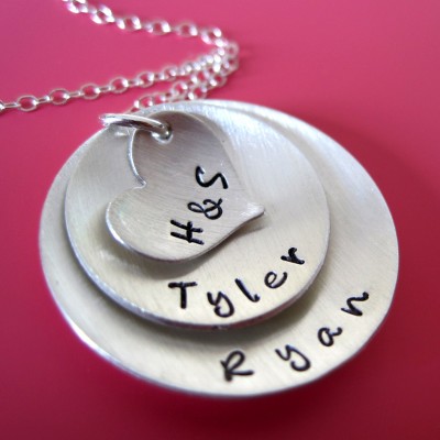 Custom listing for add'l large disc -Initials on Heart with Sterling Silver Discs