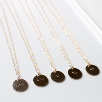 DELTA DELTA DELTA Oversized Charm Necklace /Delta Delta Delta Necklace / Layering Necklace / Sorority Jewelry - 14k Gold Filled