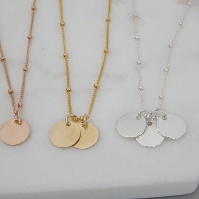 Dainty Initial Necklace, Personalised discs, satellite chain Necklace 1, 2, 3, 4 & 5 Initial Charm