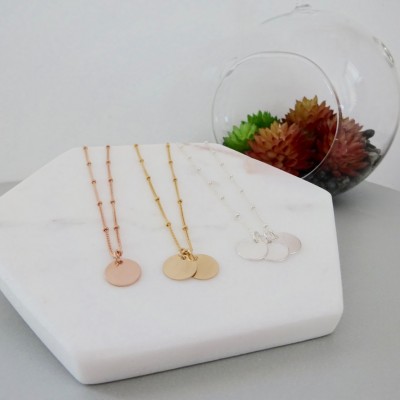 Dainty Initial Necklace, Personalised discs, satellite chain Necklace 1, 2, 3, 4 & 5 Initial Charm