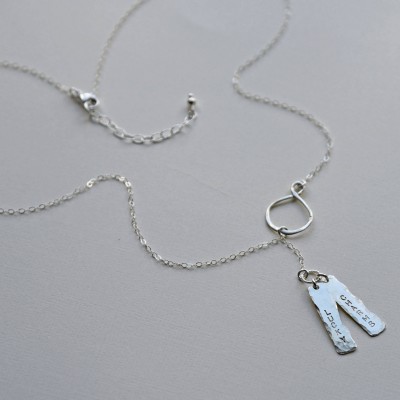 Dainty Silver Personalized Necklace, Vertical Name Bar, Nameplate Necklace, Birth Date Necklace, Customized Mothers Necklace, Gift for Her