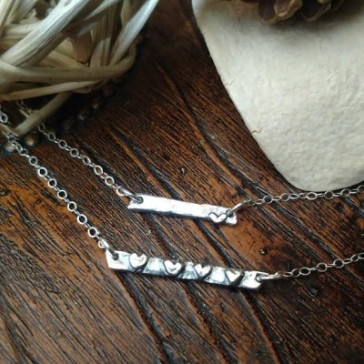 Delicate Mothers Bar Necklace, Dainty Heart Bar Necklace, Forever Love Horizontal Bar Necklace, Symbolic Jewelry
