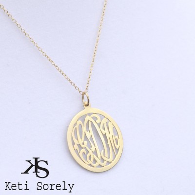 Designer Initials pendant Medium size (Order Any Initials) - Sterling Silver and Gold
