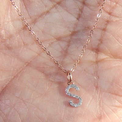 Diamond Letter Necklace -Diamond  Necklace- Diamond Necklace-Initial Diamond  Necklace