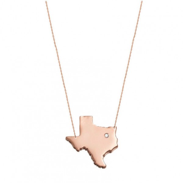 Diamond accent Necklace, State Charm Necklace, State Jewelry, States Pendant necklace in 18k Rose Gold Plated 925 sterling silver