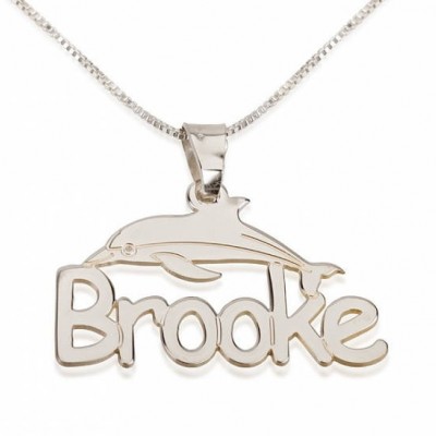 Dolphin Name Necklace Sterling Silver 925 - Custom Name Necklace - Personalized Name Jewelry - Christmas Gift