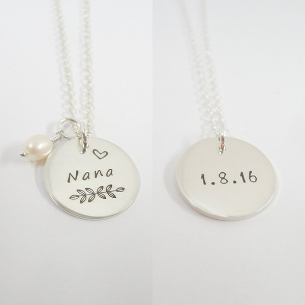 Double Sided Personalized Necklace - Hand Stamped Sterling Silver Custom Jewelry - Gift for Nana - Grandmother Necklace