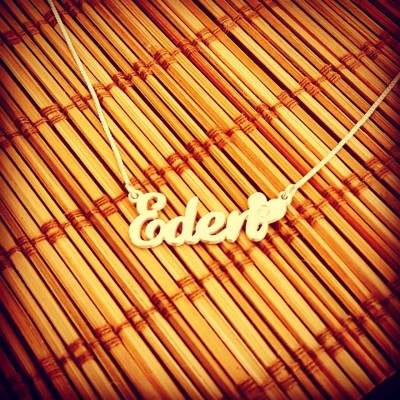 Eden name necklace / Heart style name necklace / heart pendant and chain / ORDER ANY NAME / custom made personalized chain / love necklace