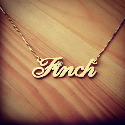 Elegant Gold Name Necklace 18k Gold Plated Birthstone Pendant and Chain ORDER ANY NAME Custom Made Personalized Chain Christmas Sale!