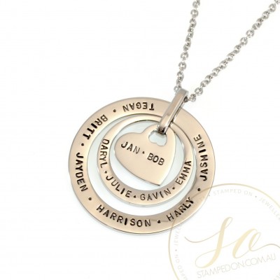 Encircled Pendant with Chain • Personalised Hand Stamped Jewellery • Stainless Steel Silver