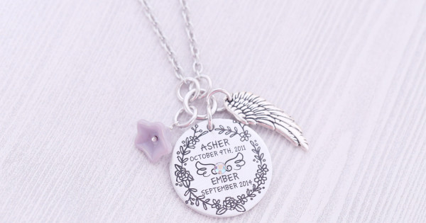 Engraved angel deals wing necklace