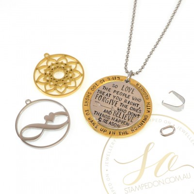 Evolve Collection Personalised Hand Stamped Pendant - Stainless Steel Silver, Gold, Rose Gold